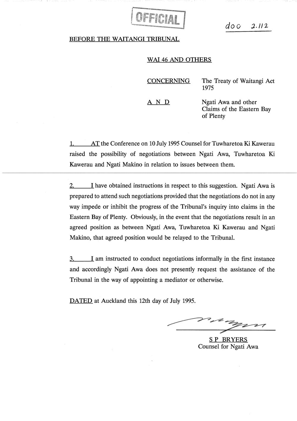 Wai 46_INQ_2.112_NA Claims of the EBOP 12 July 1995