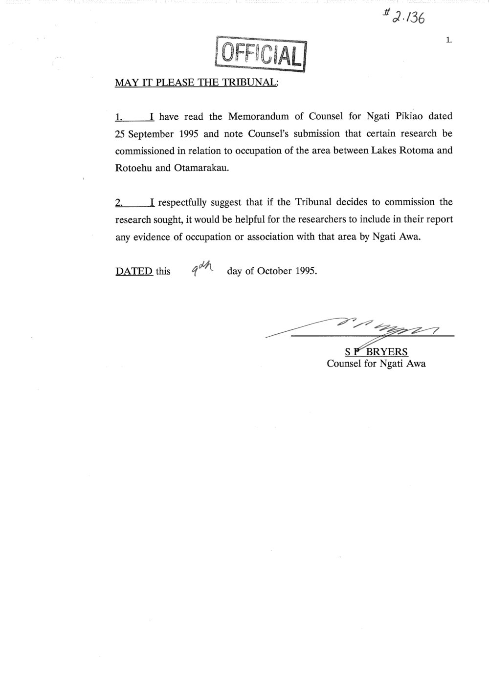 Wai 46_INQ_2.136_Occupation of Lands between Lakes Rotoma &amp; Rotoehu