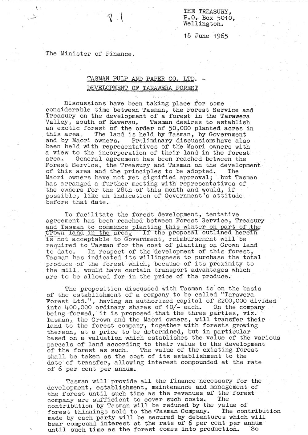 Wai 46_INQ_C004_Folder 8_Tasmna Pulp and Paper Development of Tarawera Forest - 18 June 1965