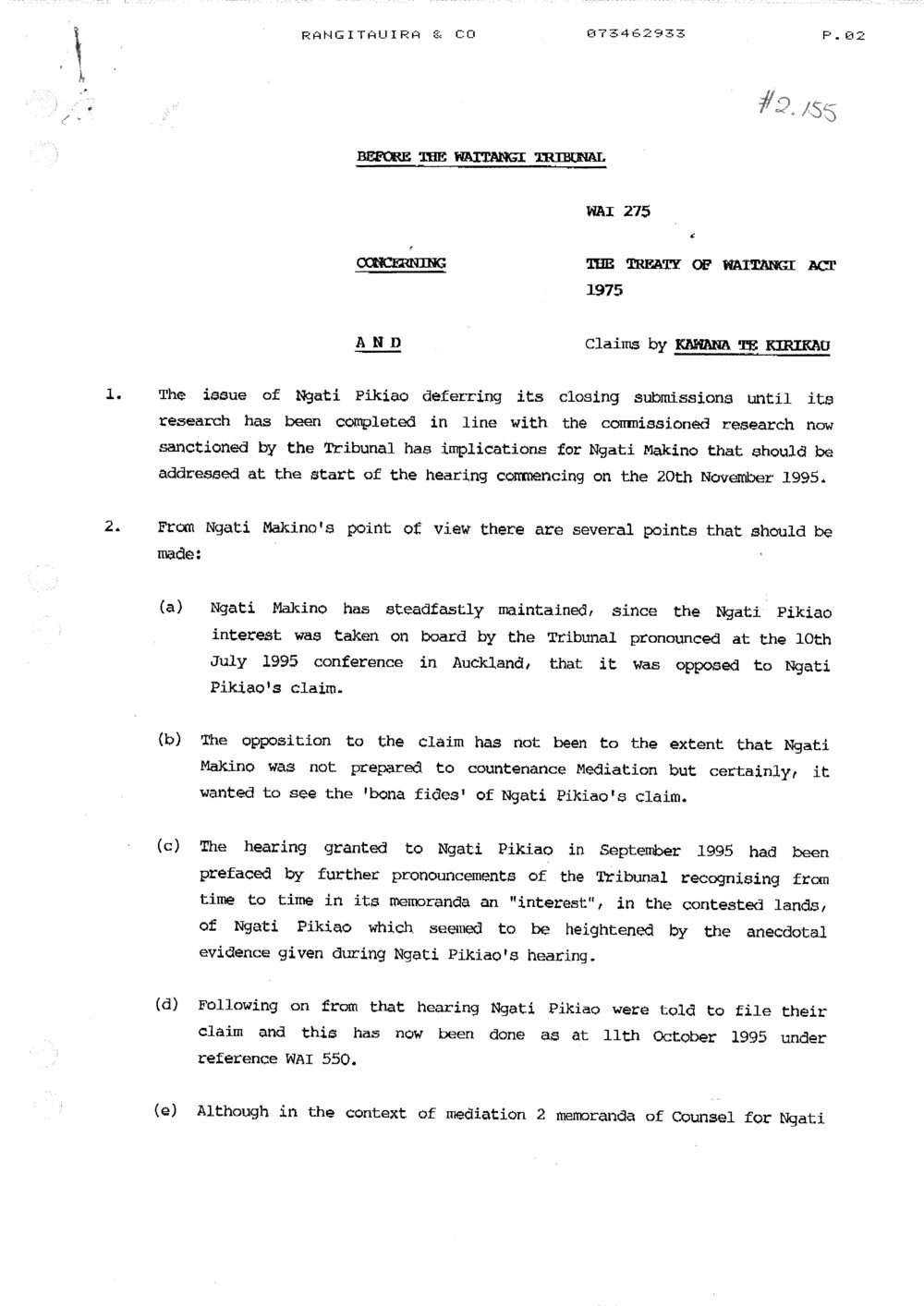 Wai 46_INQ_2.155_Claims by Kawana Te Kirikau