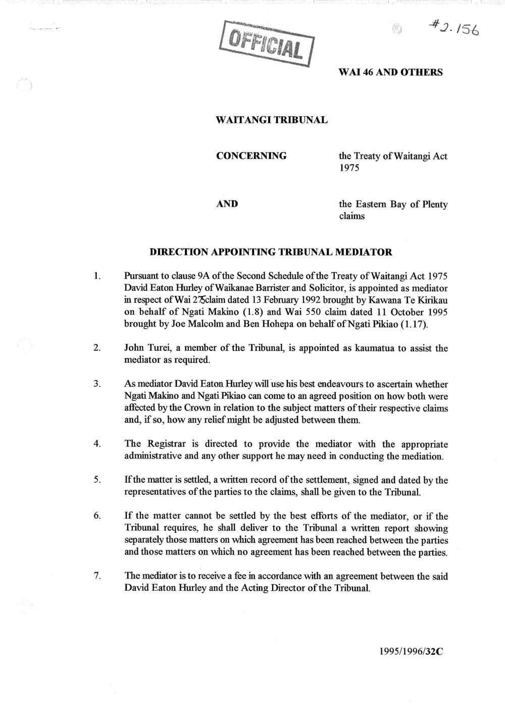 Wai 46_INQ_2.156_Ngati MakinoNgati Pikiao - David Hurley (Mediator)