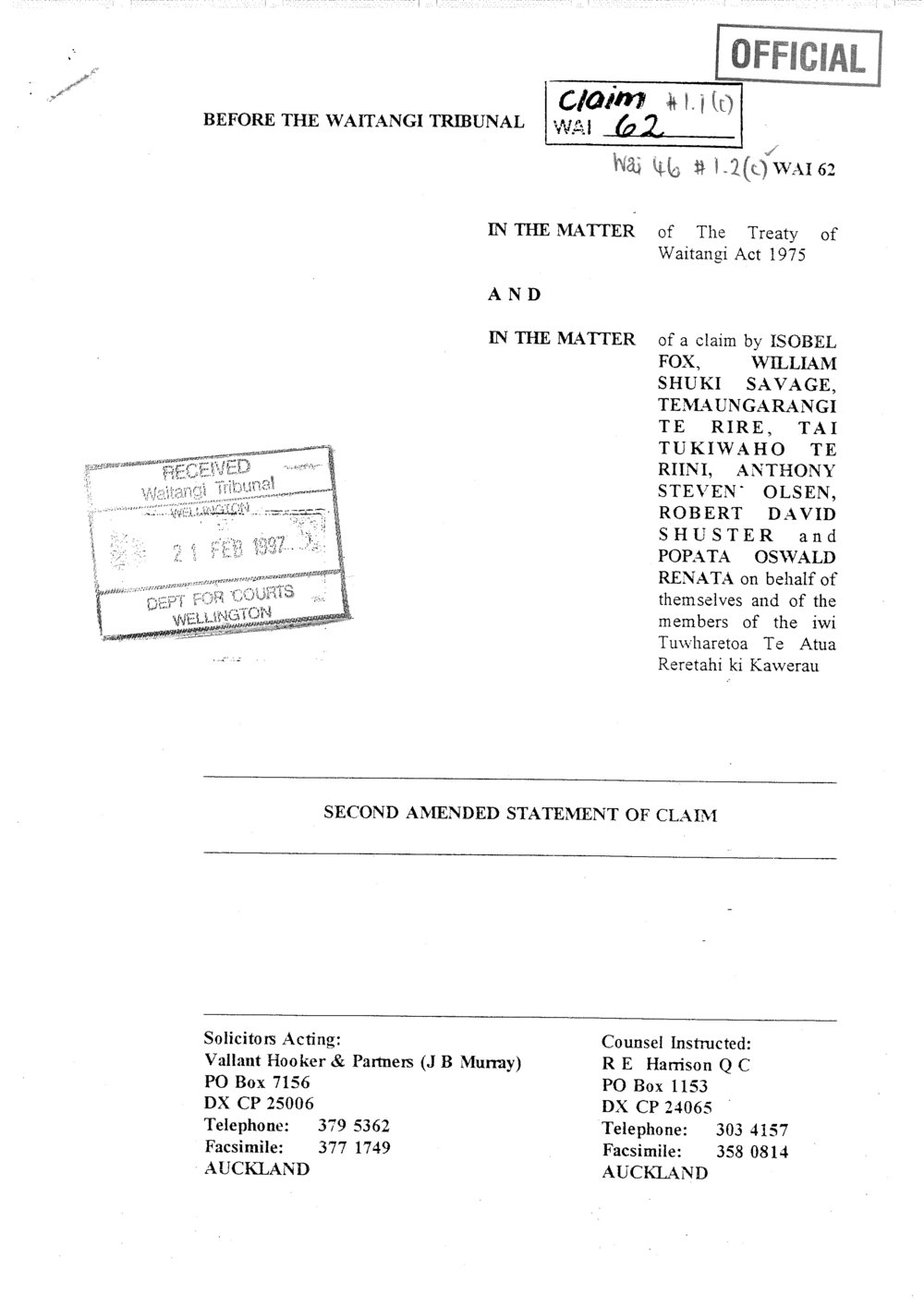 Wai 46_INQ_ 1.2 (c)_Second Amended Statement of Claim Tuwharetoa Te Atua Reretahi ki Kawerau