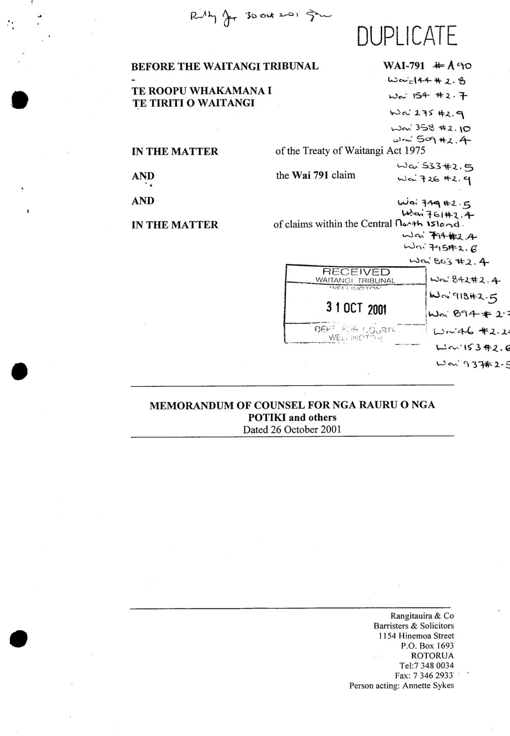 Wai 46_INQ_2.209_Memorandum of Counse