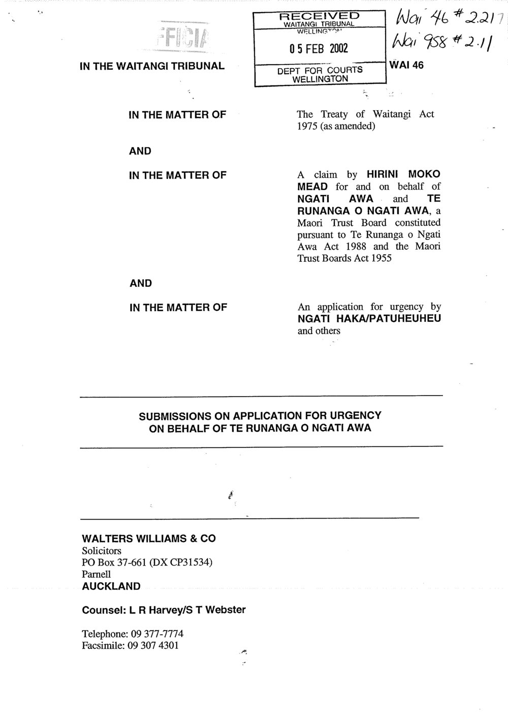 Wai 46_INQ_2.217_Submission by H.M.Mead RE Application for Urgency on behalf of TRONA
