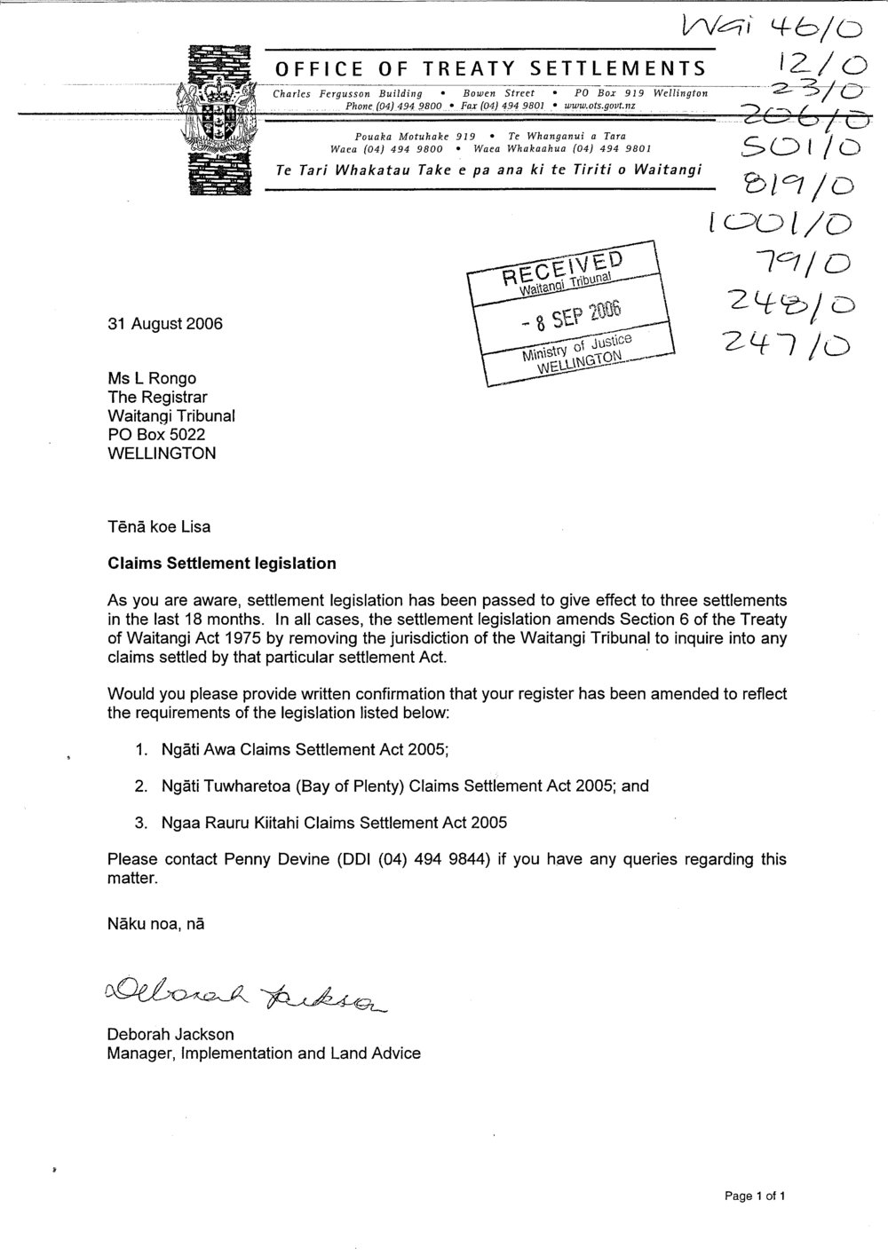 Wai 46_INQ_2.227_Claims Settlement Legislation 2006