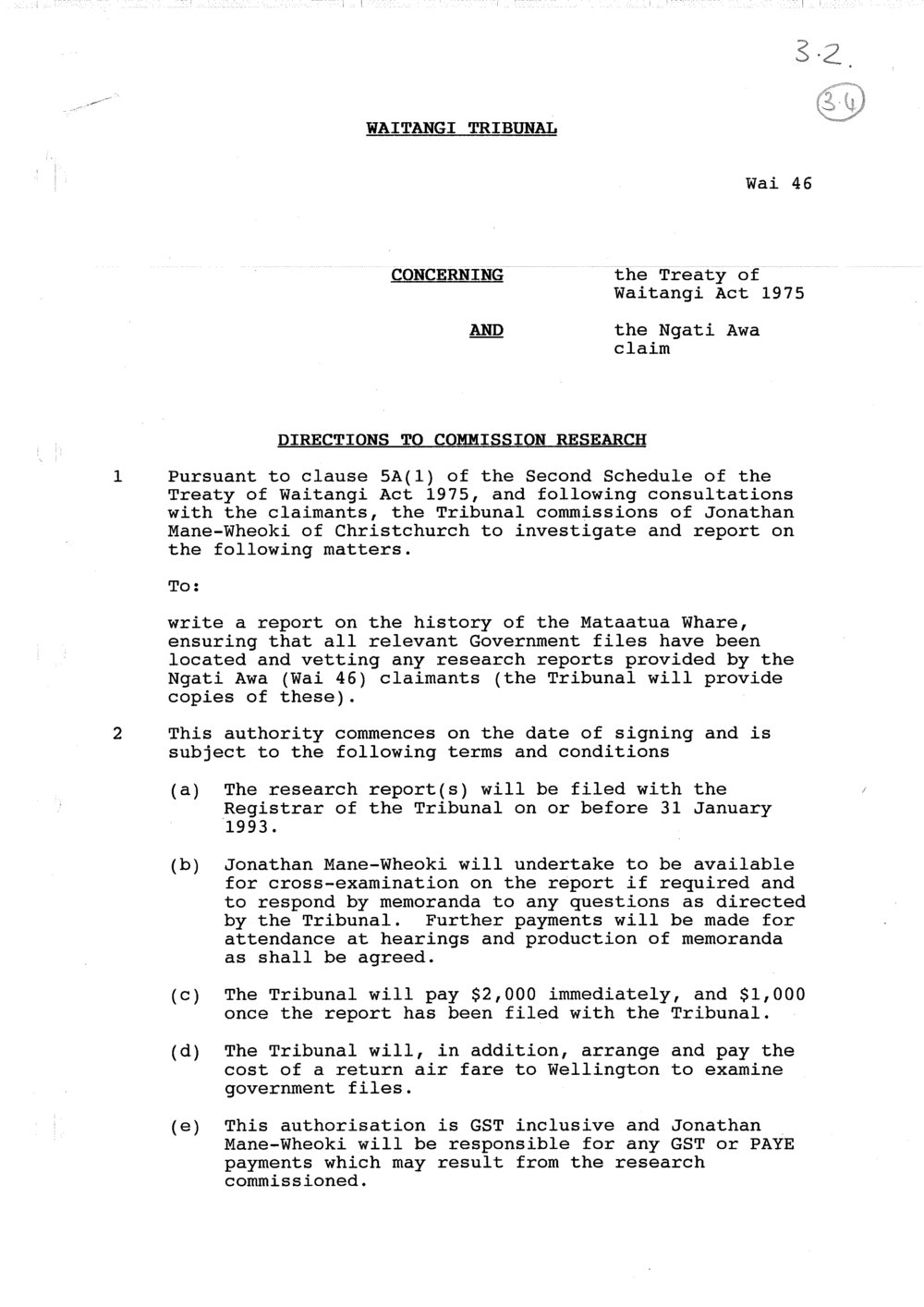 Wai 46_INQ_3.4_Directions to Commission Research RE Ngati Awa Claim 10 Sep 1992