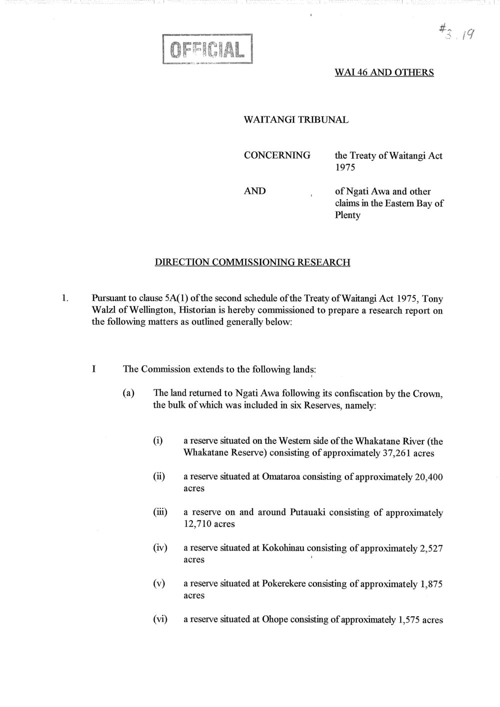 Wai 46_INQ_3.19_Direction Commissioning Research RE Ngati Awa and other claims EBOP 14 Dec 1995