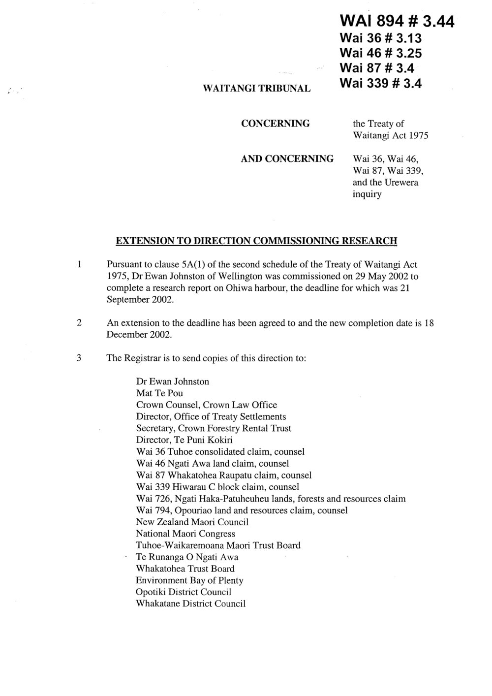 Wai 46_INQ_3.25_Extension to Direction Commissioning Research - Wai 36, 46, 87, 339, and Urewera 2002
