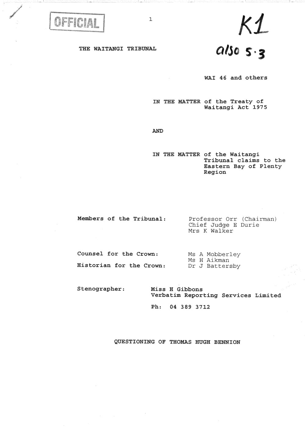 Wai 46_INQ_5.3_Questioning of Thomas Hugh Bennion