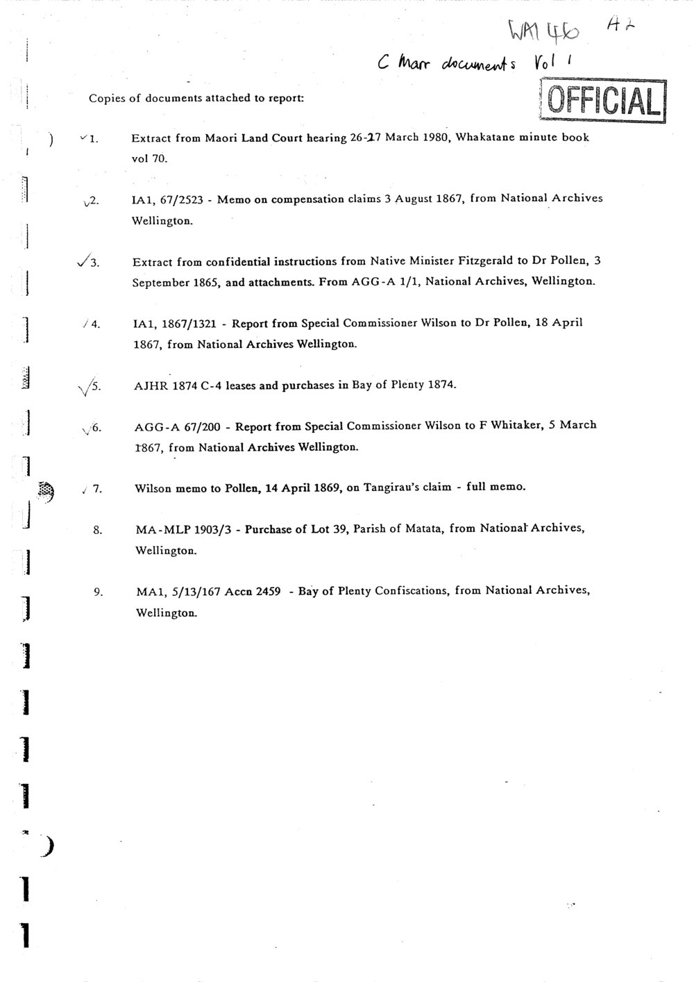 Wai 46_INQ_A002 vol 1_Copies of documents attached to report