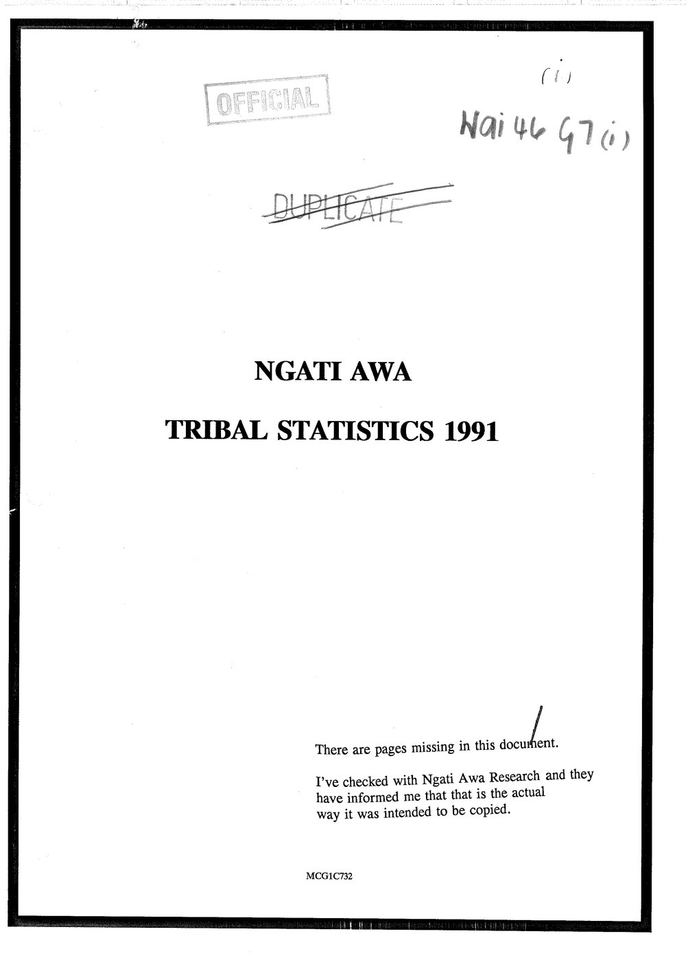 Wai 46_INQ_G007 (i)_REPORT RE Ngati Awa Tribal Statistics 1991