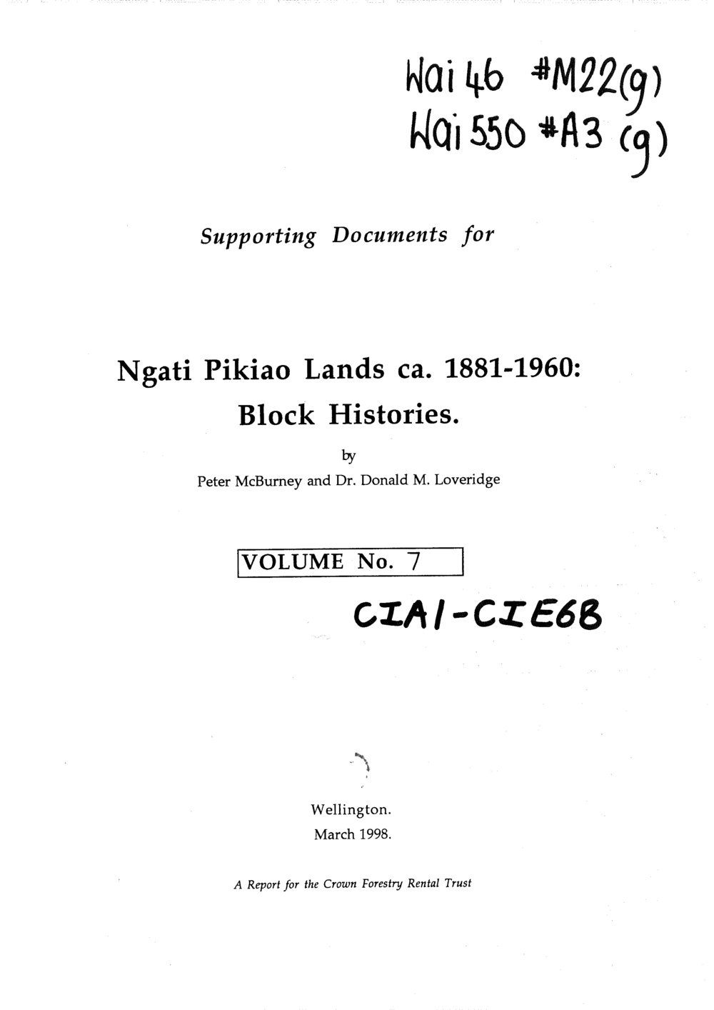 Wai 46_INQ_M022 (g) part 1_Supporting Documents Ngati Pikiao Lands - Block histories - Volume 7