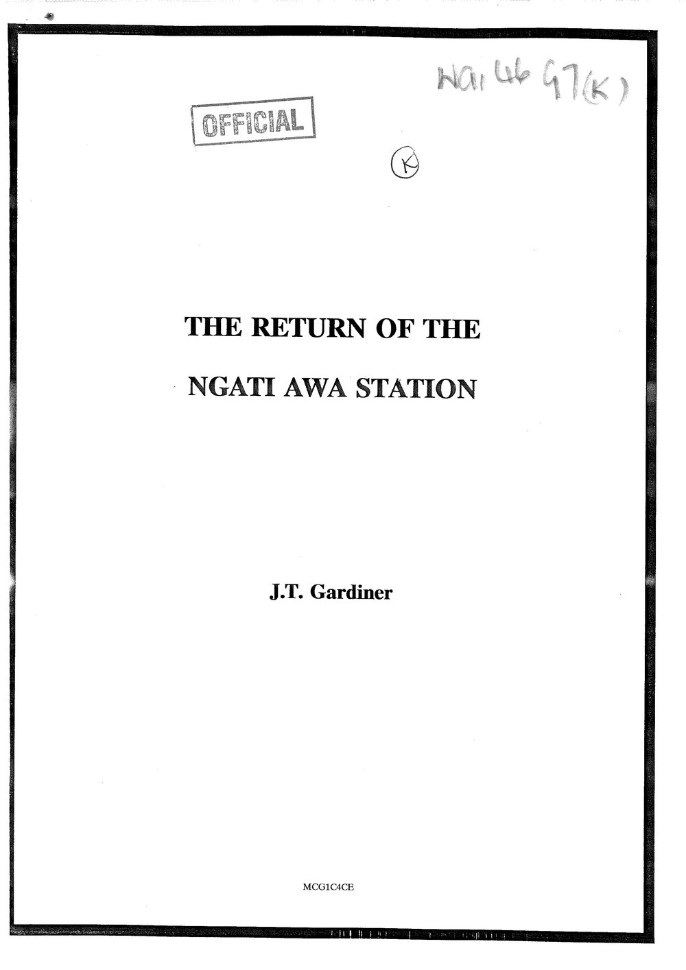 Wai 46_INQ_G007 (k)_REPORT RE The Return of The Ngati Awa Station - J Gardiner