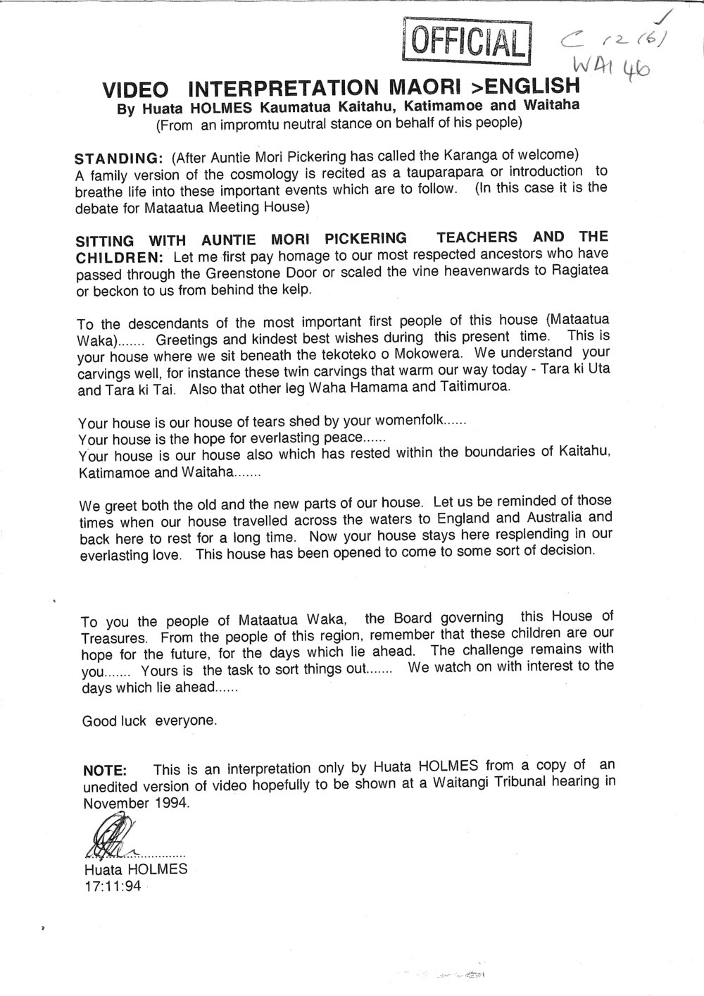Wai 46_INQ_C012 (b)_Video - Interpretation Maori English