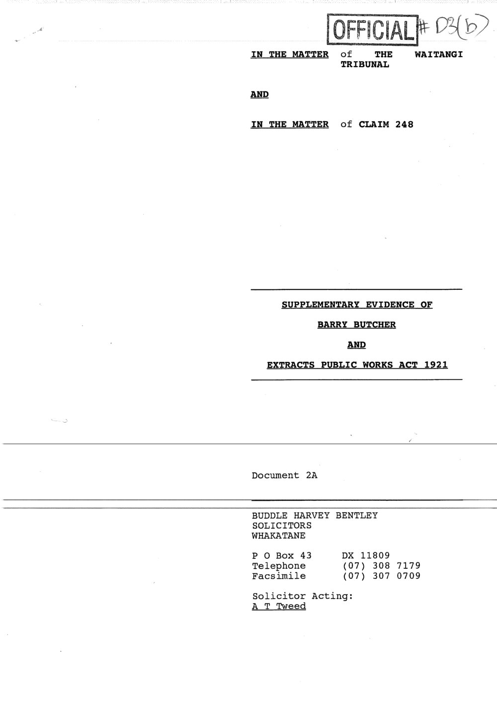 Wai 46_INQ_D003 (b)_Supplementary Evidence of Barry Butcher and Extracts Public Works Act 1921