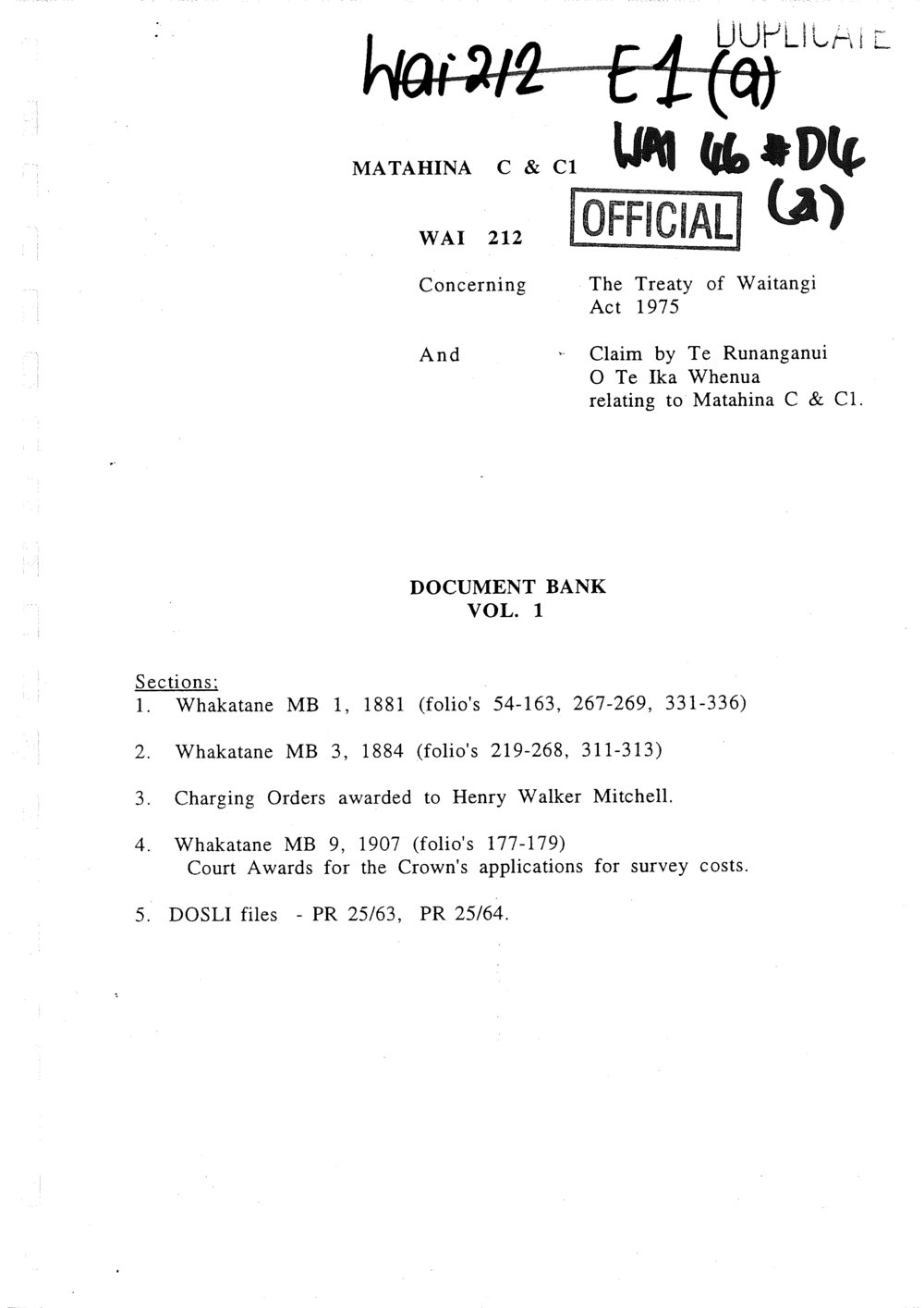 Wai 46_INQ_D004 (a)_Document Bank RE Claim by Te Runanganui o Te Ika Whenua relating to Matahina C &amp; C1