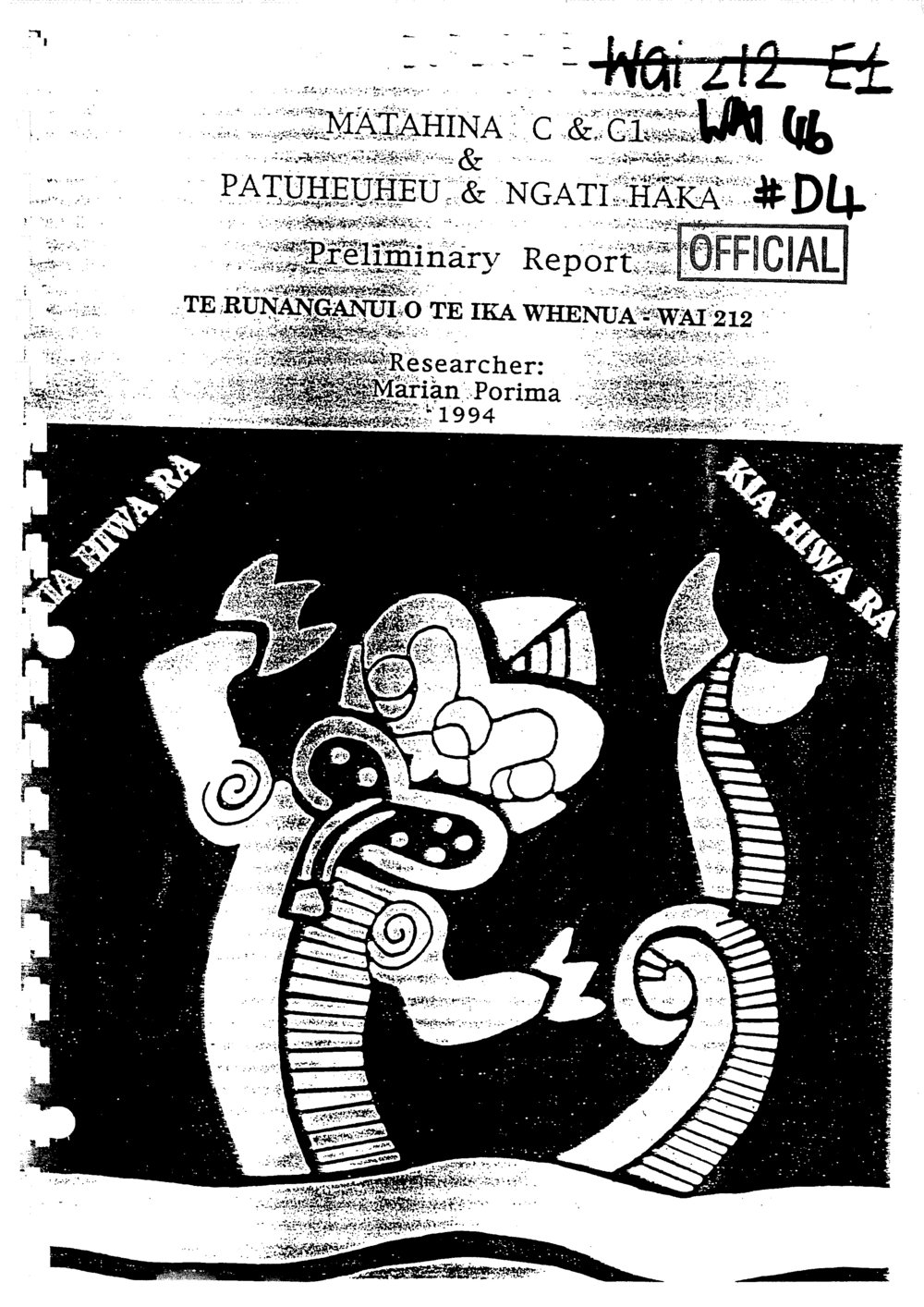 Wai 46_INQ_D004_ Matahina C &amp; C1 Patuheuheu &amp; Ngati Awa Premilary Report 1994