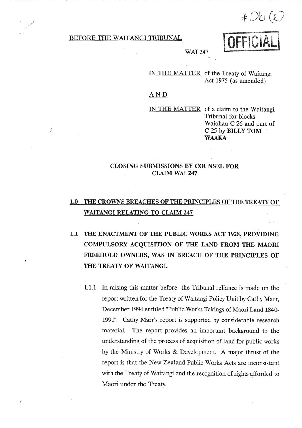 Wai 46_INQ_D006 (e)_Closing Submissions by Counsel for Claim Wai 247