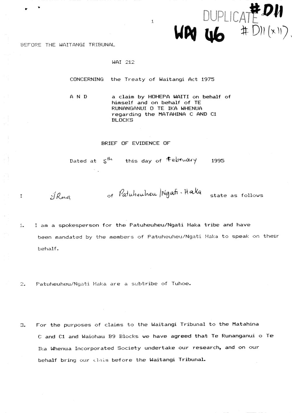 Wai 46_INQ_D011_Brief of Evidence RE Wai 212