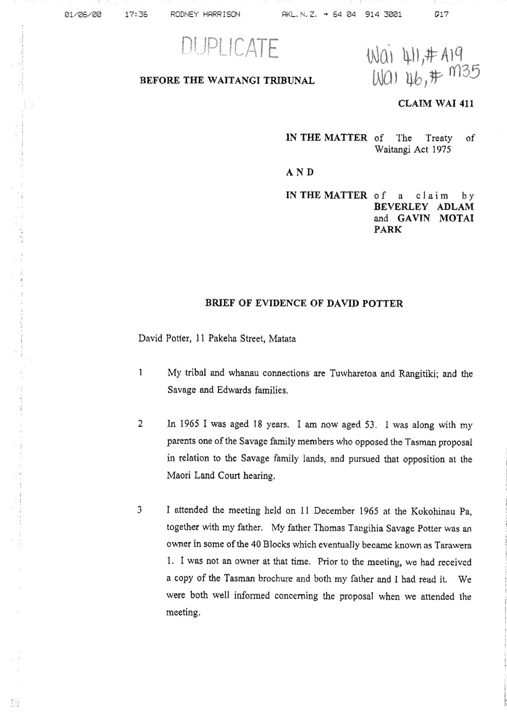 Wai 46_INQ_M035_Brief of Evidence of David Potter