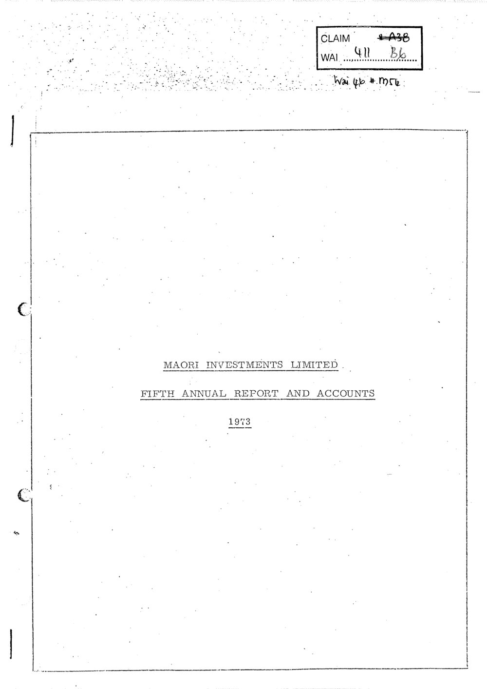 Wai 46_INQ_M054_Maori Investments Limited - Fifth Annual Report and Accounts - 1973