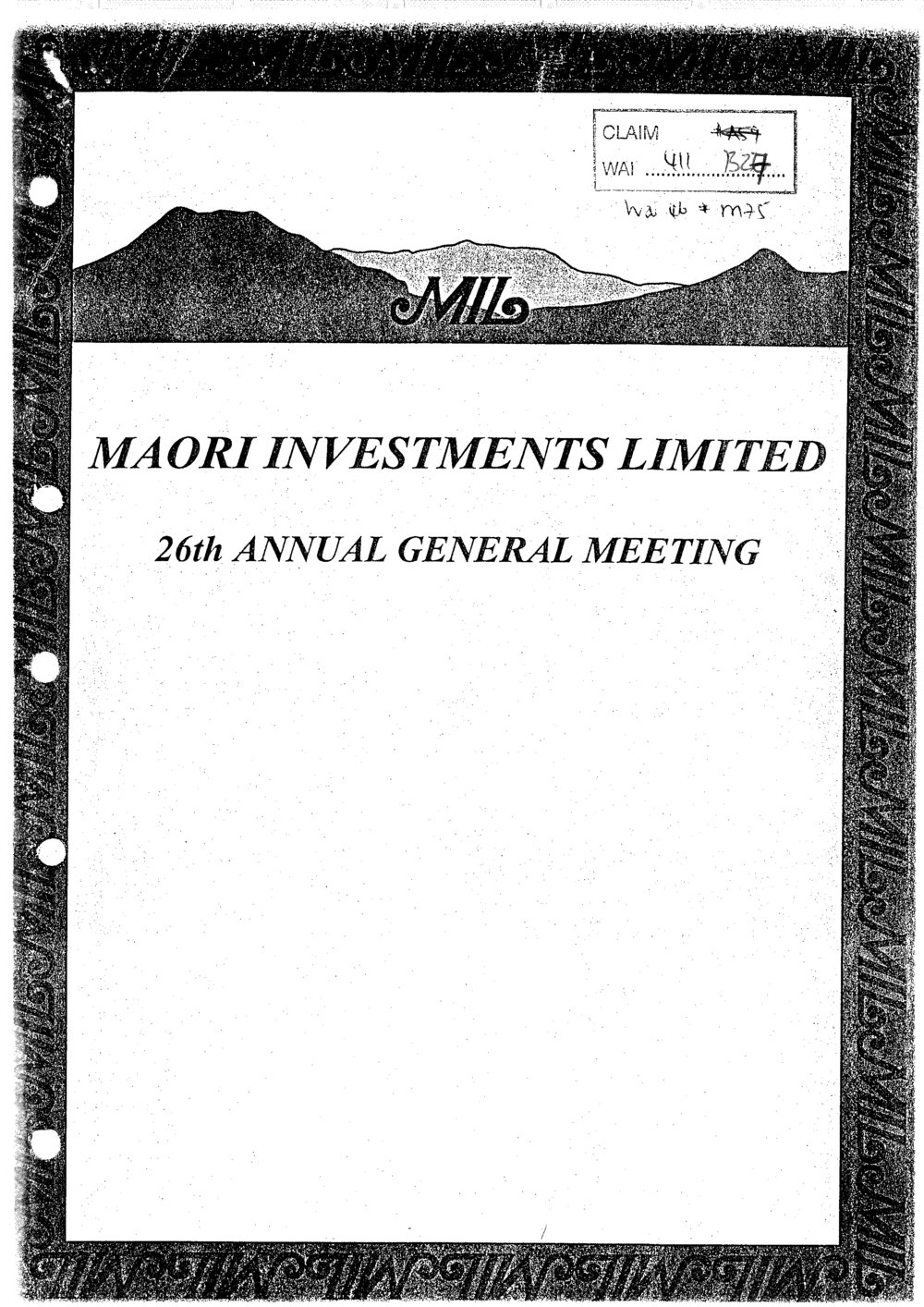 Wai 46_INQ_M075_Maori Investments Limited - 26th Annual General Meeting