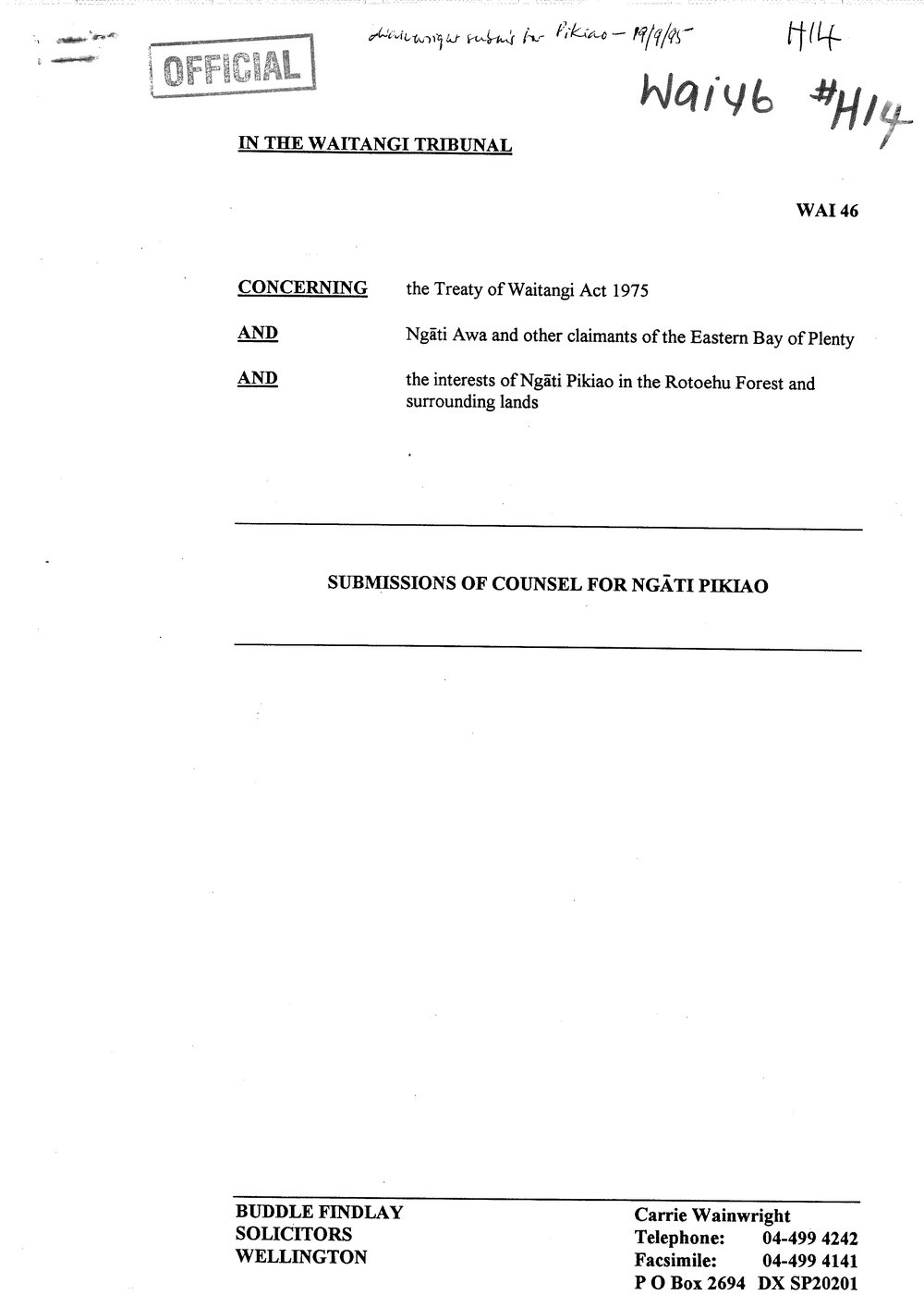 Wai 46_INQ_H014_Submissions of Counsel for Ngati Pikiao