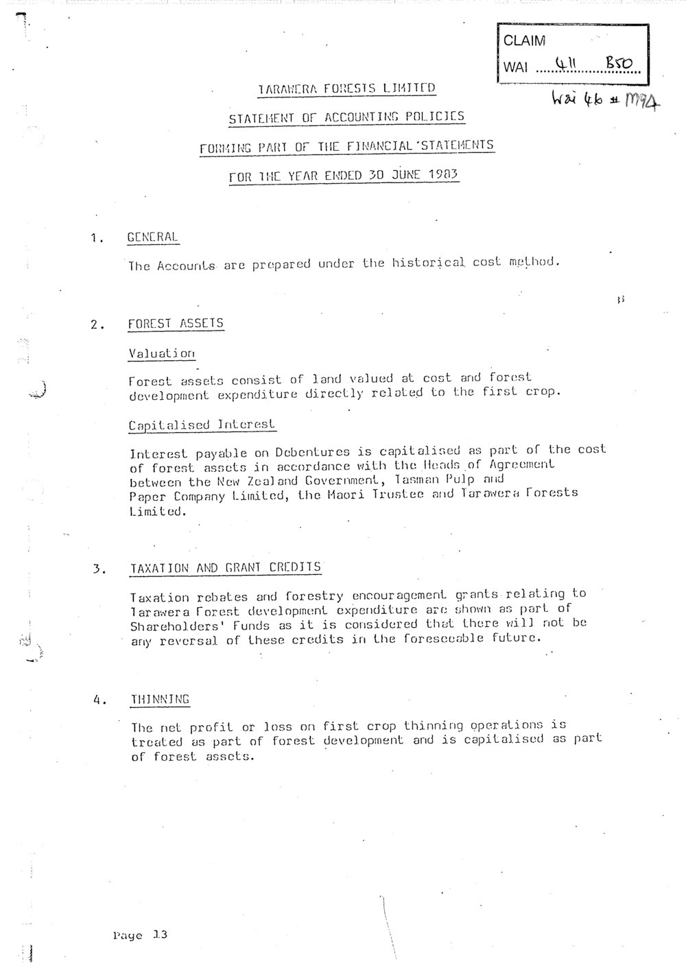 Wai 46_INQ_M094_Statement of Accounting Policies - Forming Part of the financial Statements - 30 June 1983