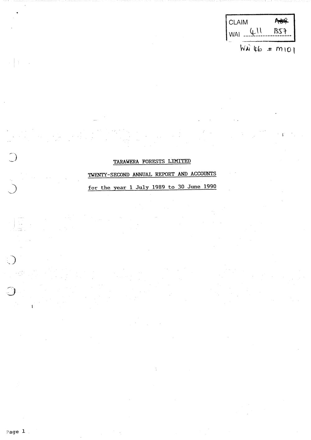 Wai 46_INQ_M101_Tarawera Forests Limited - Twenty-Second Annual Report