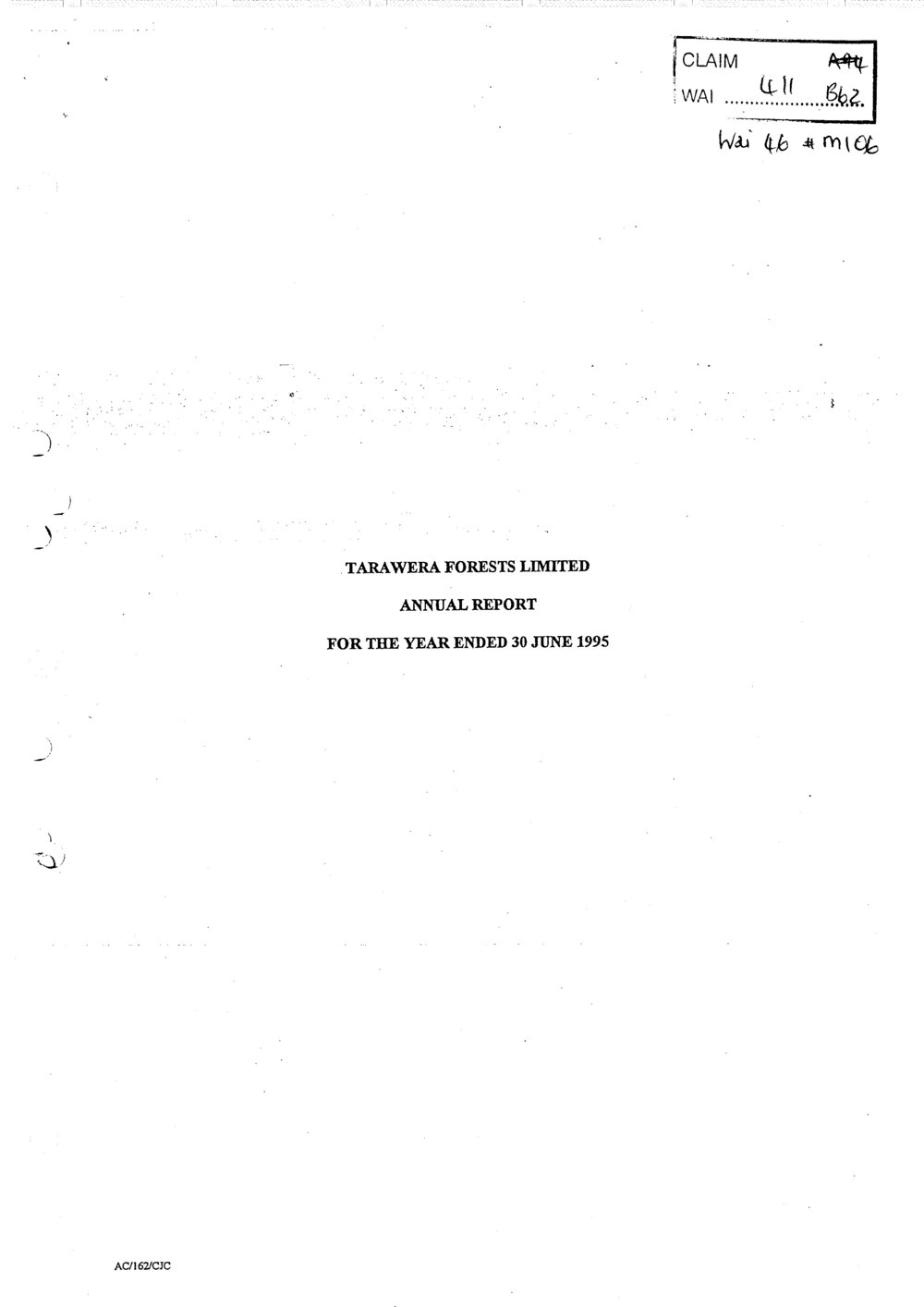 Wai 46_INQ_M106_Tarawera Forests Limited - Annual Report - 30 June 1995