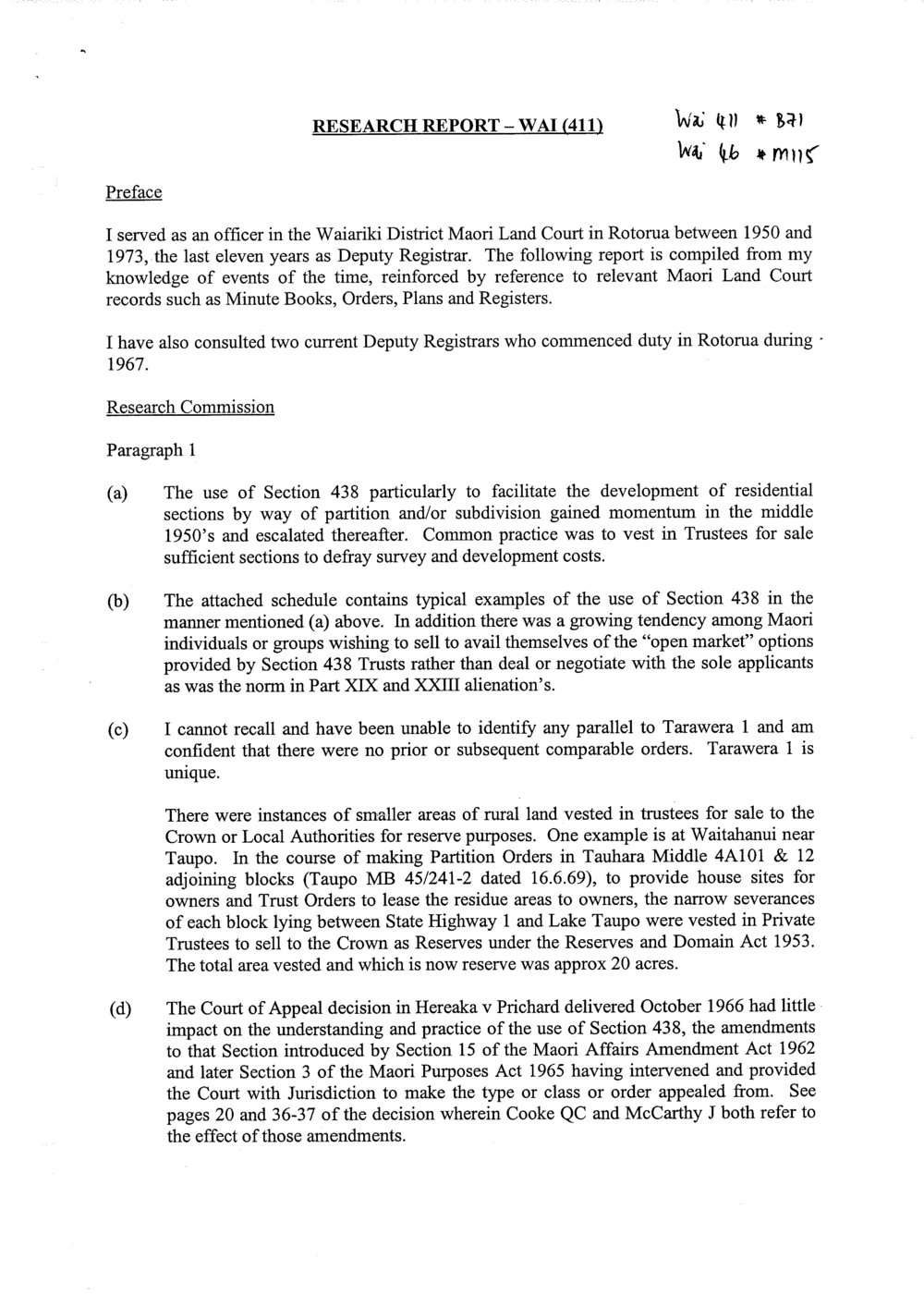 Wai 46_INQ_M115_Research Report (WAI 411)