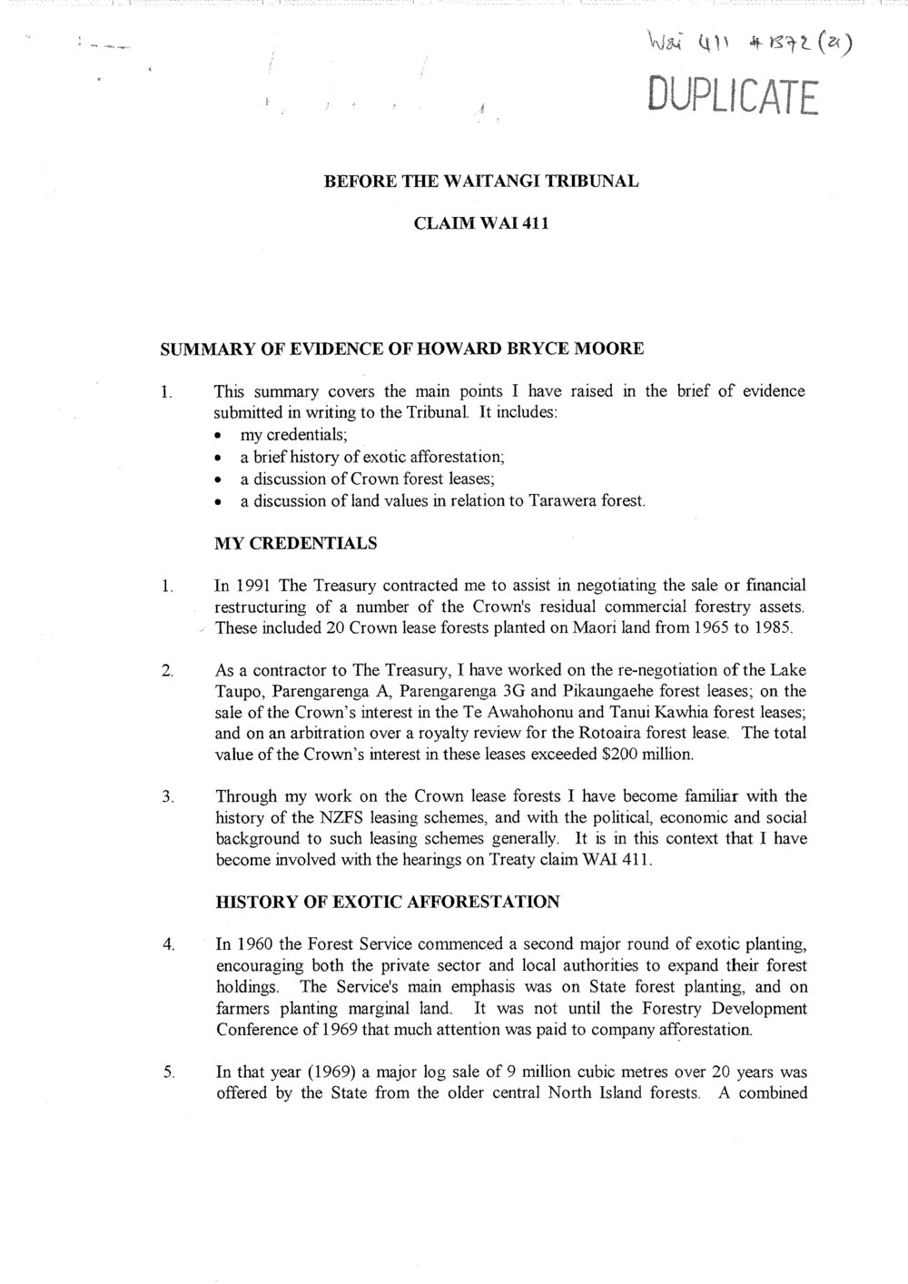 Wai 46_INQ_M116 (a)_Summary of Evidene of Howard Bryce Moore