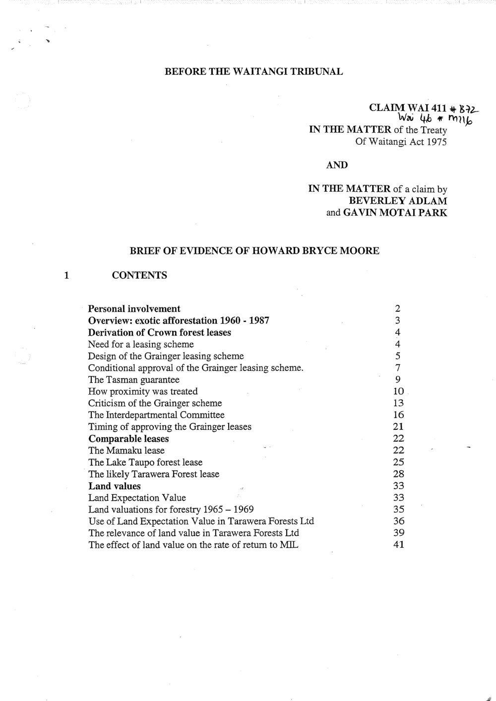 Wai 46_INQ_M116_Brief of Evidence of Howard Bryce Moore