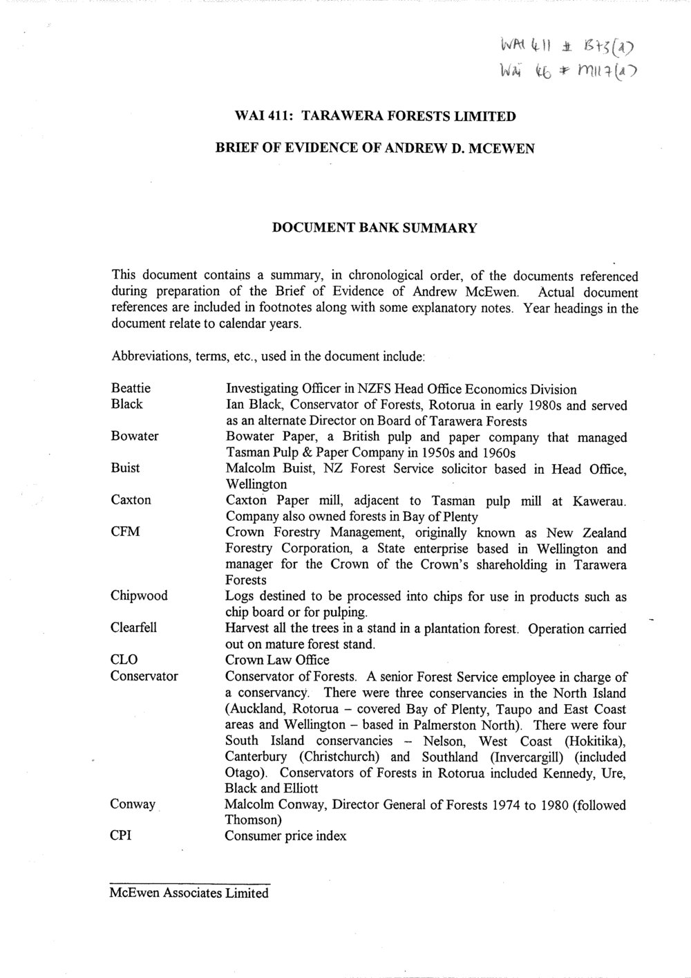 Wai 46_INQ_M117 (a)_Document Bank Summary