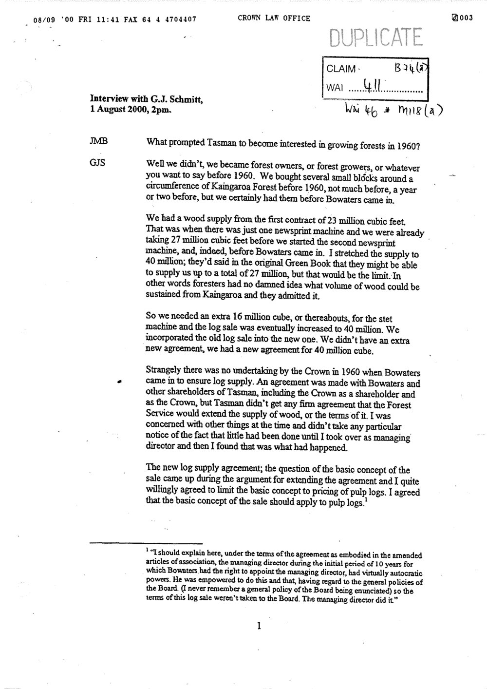 Wai 46_INQ_M118 (a)_Interview with G.J. Schmitt - 1 August 2000, 2pm