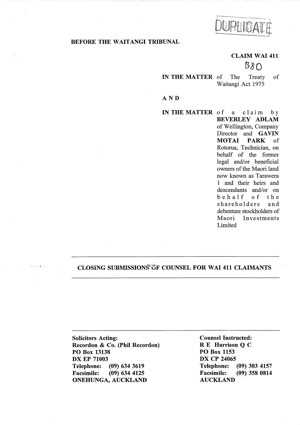 Wai 46_INQ_M124_Closing Submissions of Counsel for WAI 411