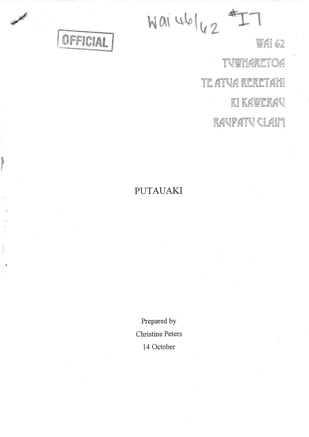 Wai 46_INQ_I007_REPORT RE Putauaki Prepared by Christine Peters - 14 October