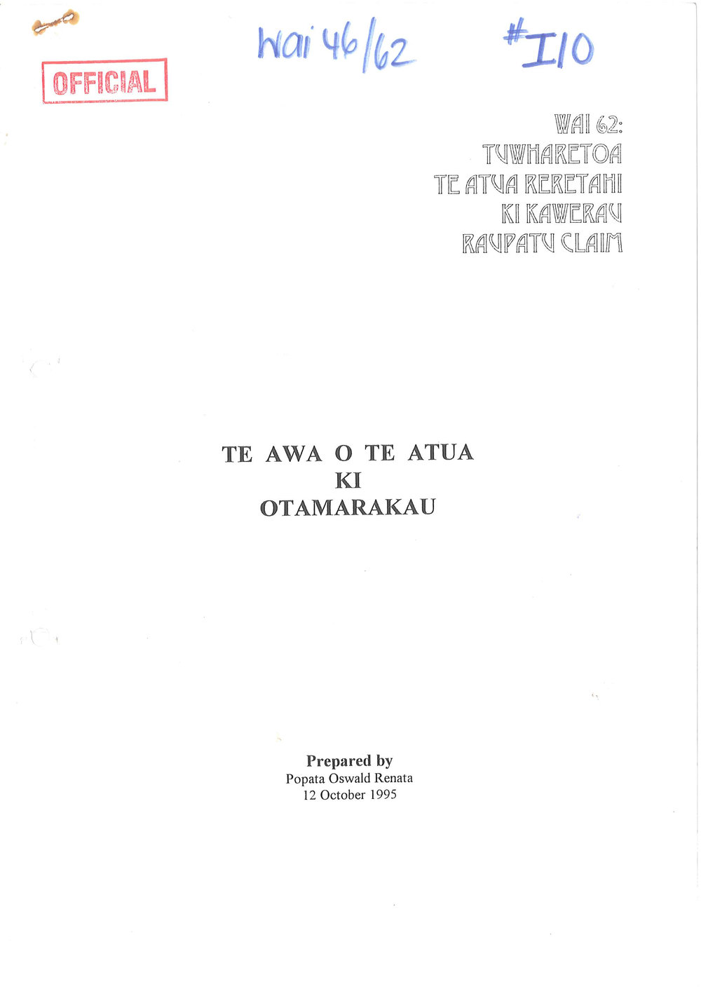 Wai 46_INQ_I010_Te Awa o Te Atua ki Otamarau - 12 October 1995