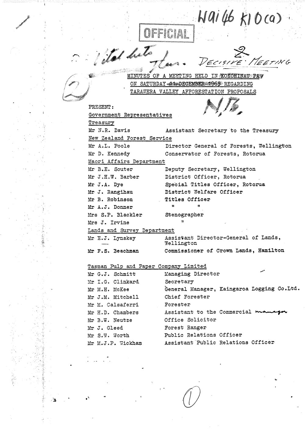 Wai 46_INQ_K010 (a)_Minutes of Meeting held Kokohinau Marae - 11 December 1969