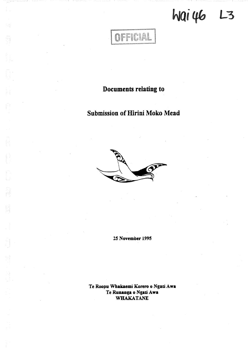 Wai 46_INQ_L003_Submission of Hirini Moko Mead