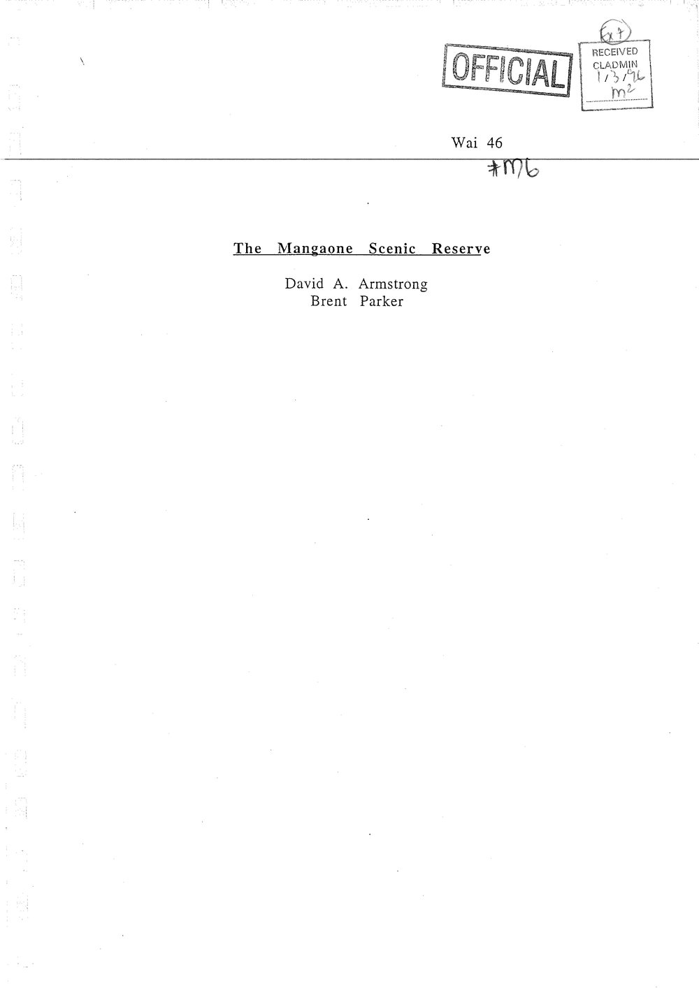 Wai 46_INQ_M006_REPORT RE The Mangaone Scenic Reserve