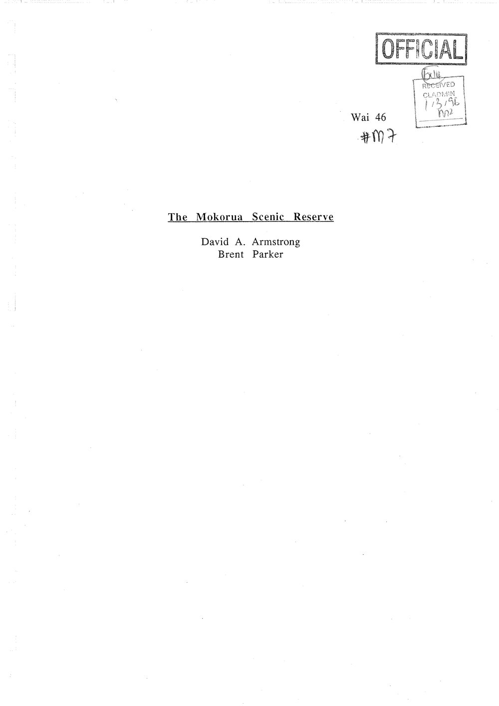 Wai 46_INQ_M007_Report RE The Mokorua Scenic Reserve