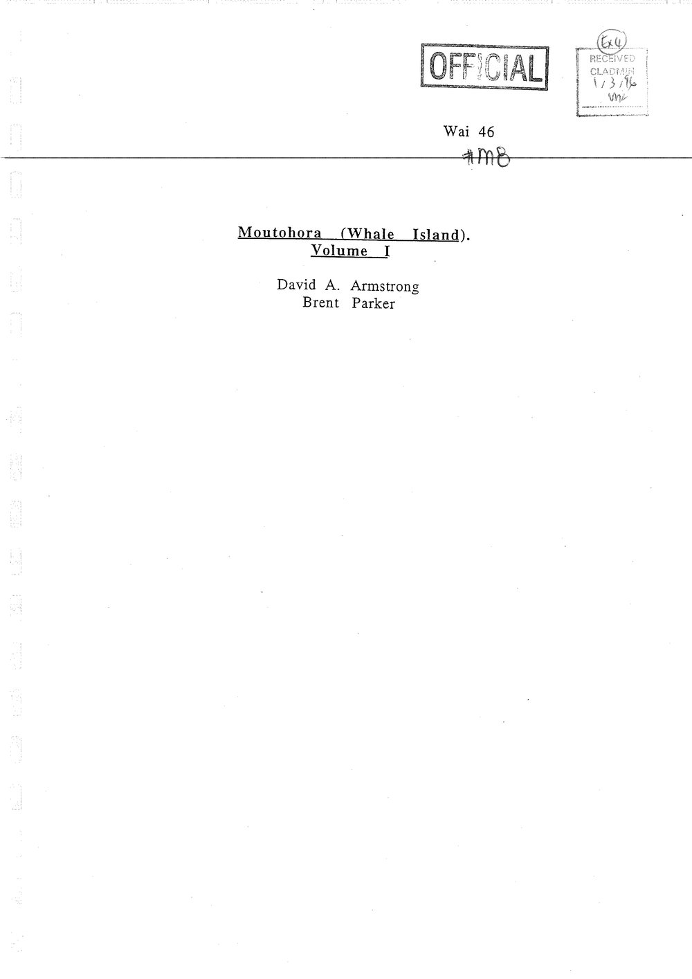 Wai 46_INQ_M008_Report RE Moutohora (Whale Island) Volume 1
