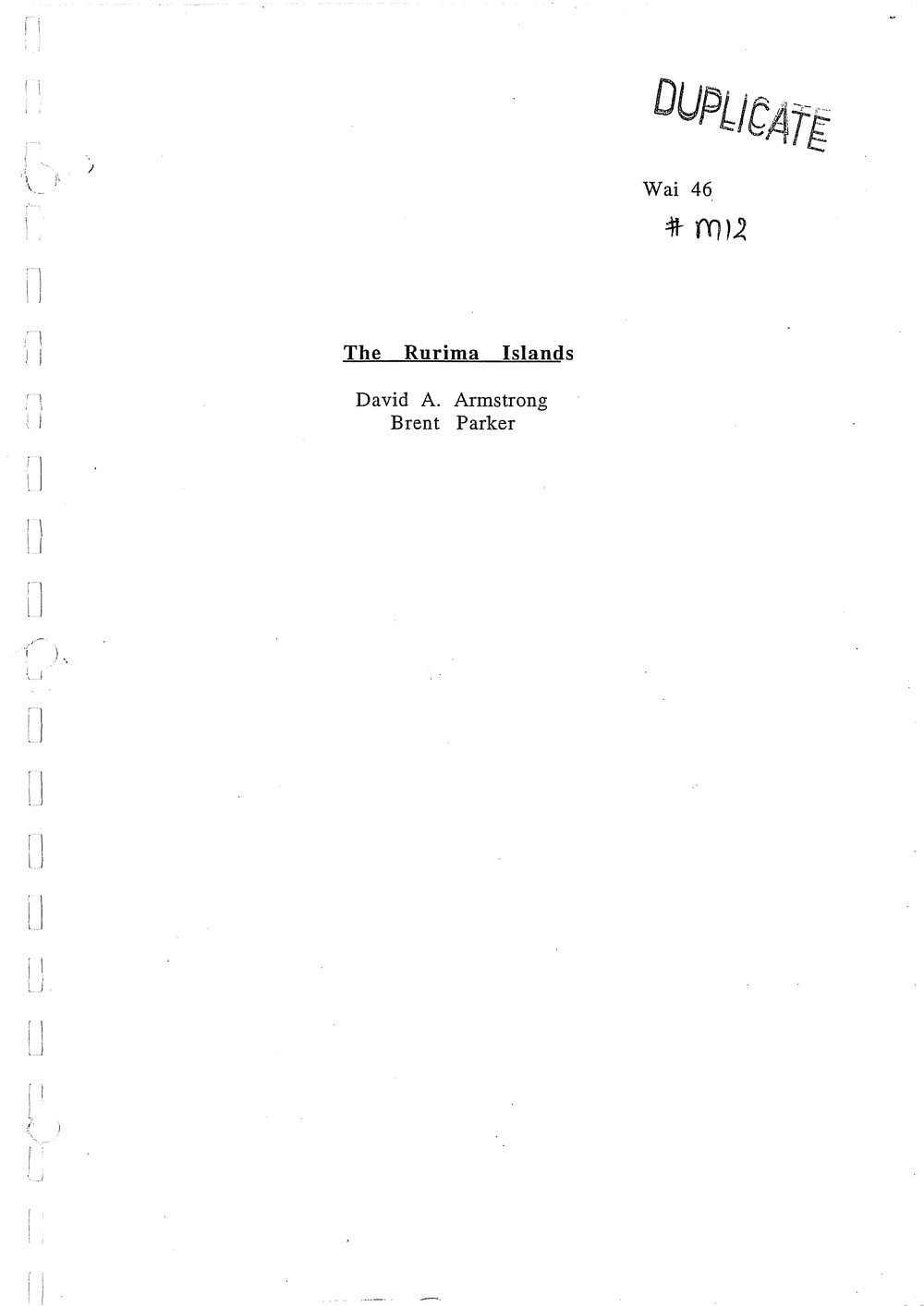 Wai 46_INQ_M012_The Rurima Islands - David A. Armstrong