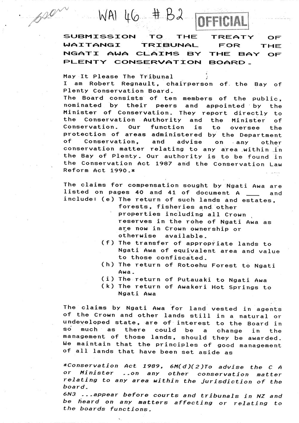 Wai 46_INQ_B002_Submission to Tribunal RE Ngati Awa Claim