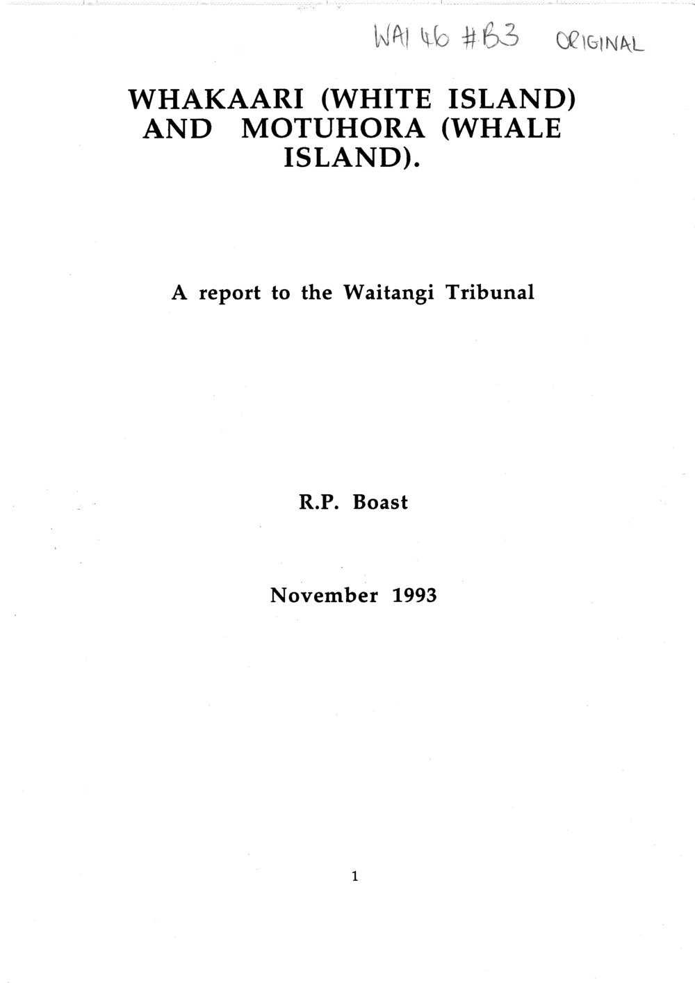 Wai 46_INQ_B003_Report RE Whakaari (White Island) and Motuhora (Whale Island) November 1993