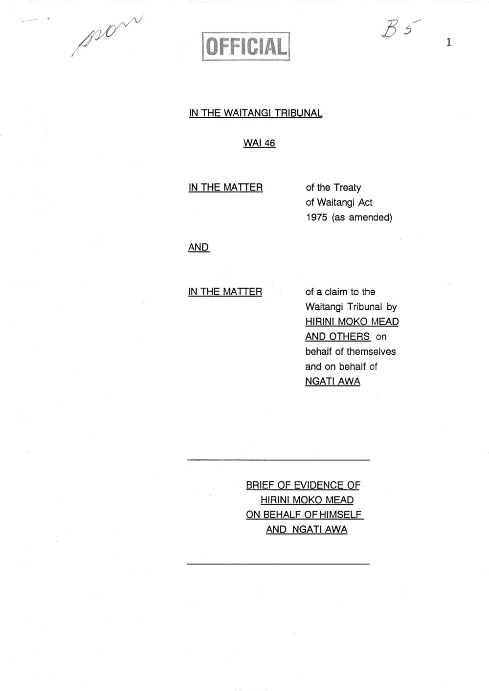 Wai 46_INQ_B005_Brief of Evidence of H M Mead on behalf of Ngati Awa