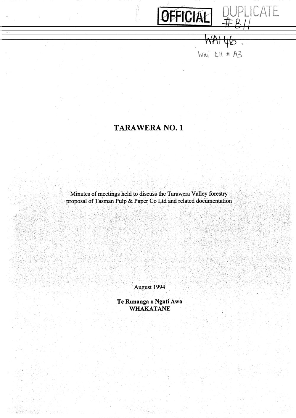 Wai 46_INQ_B011_Minutes Tarawera N 1 - August 1994