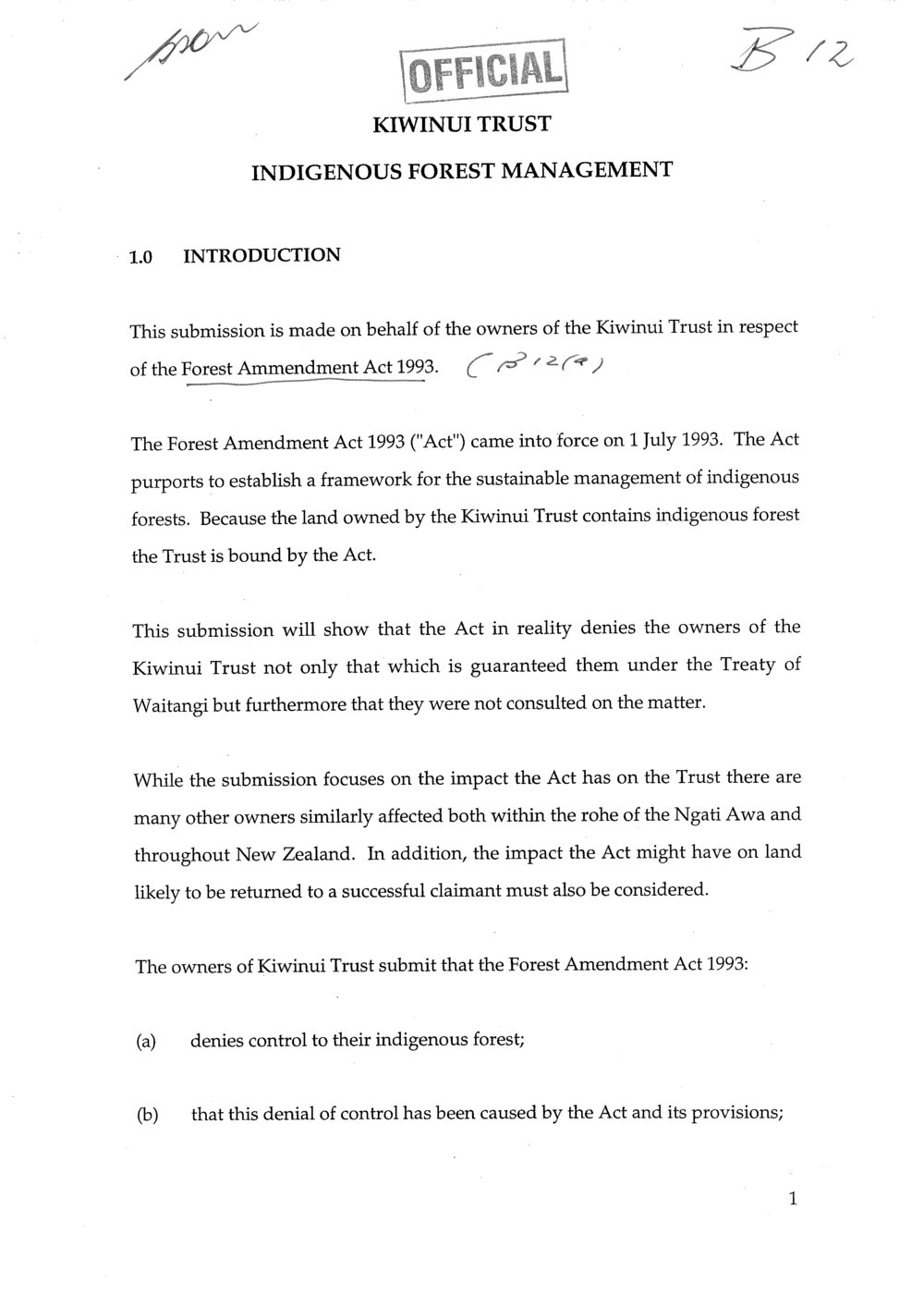 Wai 46_INQ_B012_Kiwinui Trust - Indigenous Forest Management