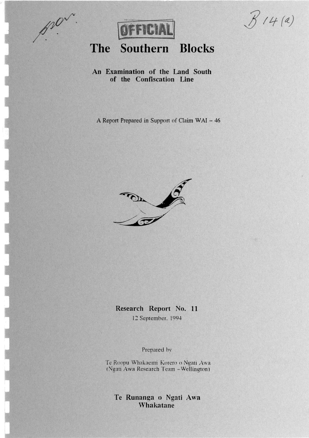 Wai 46_INQ_B014 (a)_Research Report N 11 - The Southern Blocks 12 September 1994